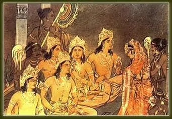 Pandavas with Draupadi, Arjunas wife...